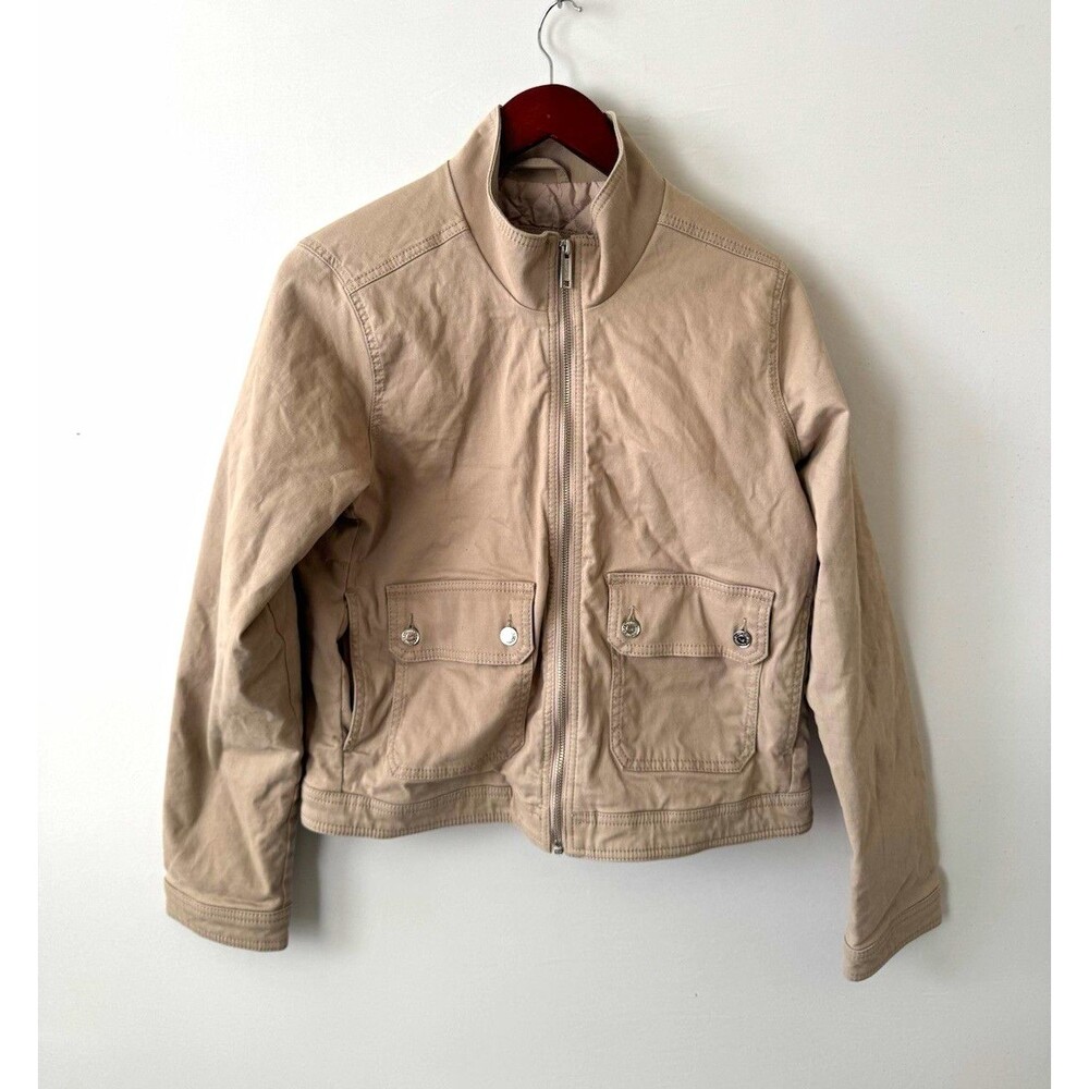 Hollister California Y2K Utility Jacket Womens M Tan Khaki Cropped 1999